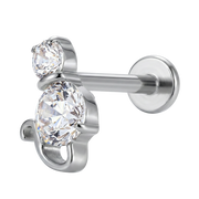 Tytanowy Labret Ozdobny - Kot Z Cyrkonią