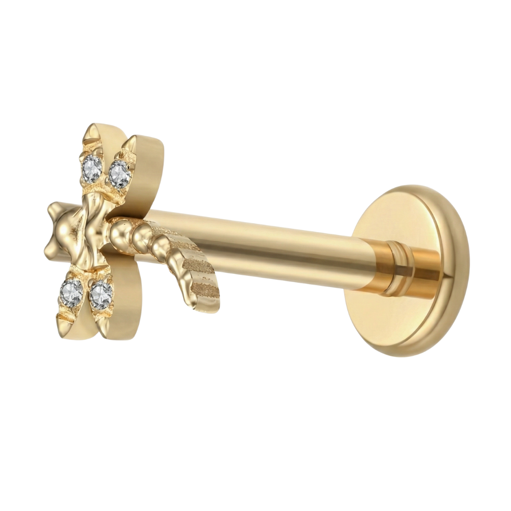 Tytanowy Labret Ozdobny - Ważka Z Cyrkoniami