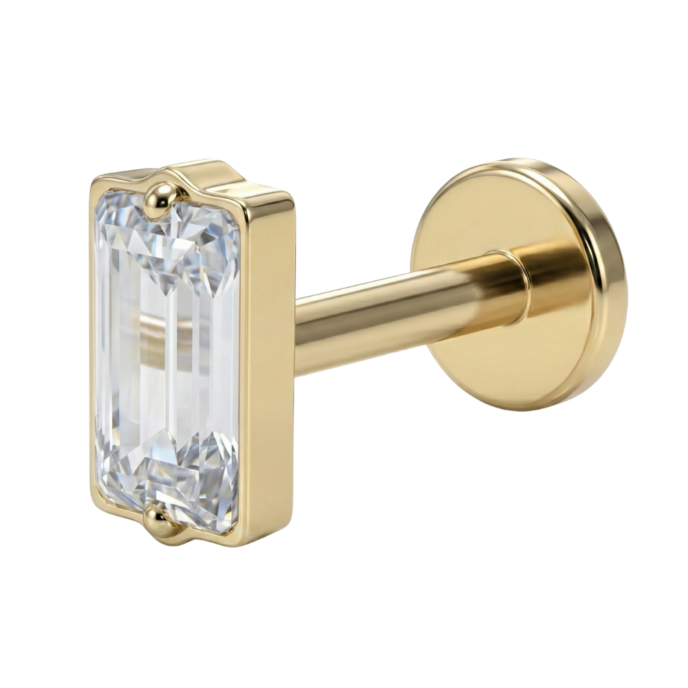 Tytanowy Labret Ozdobny - Prostokąt Z Cyrkonią