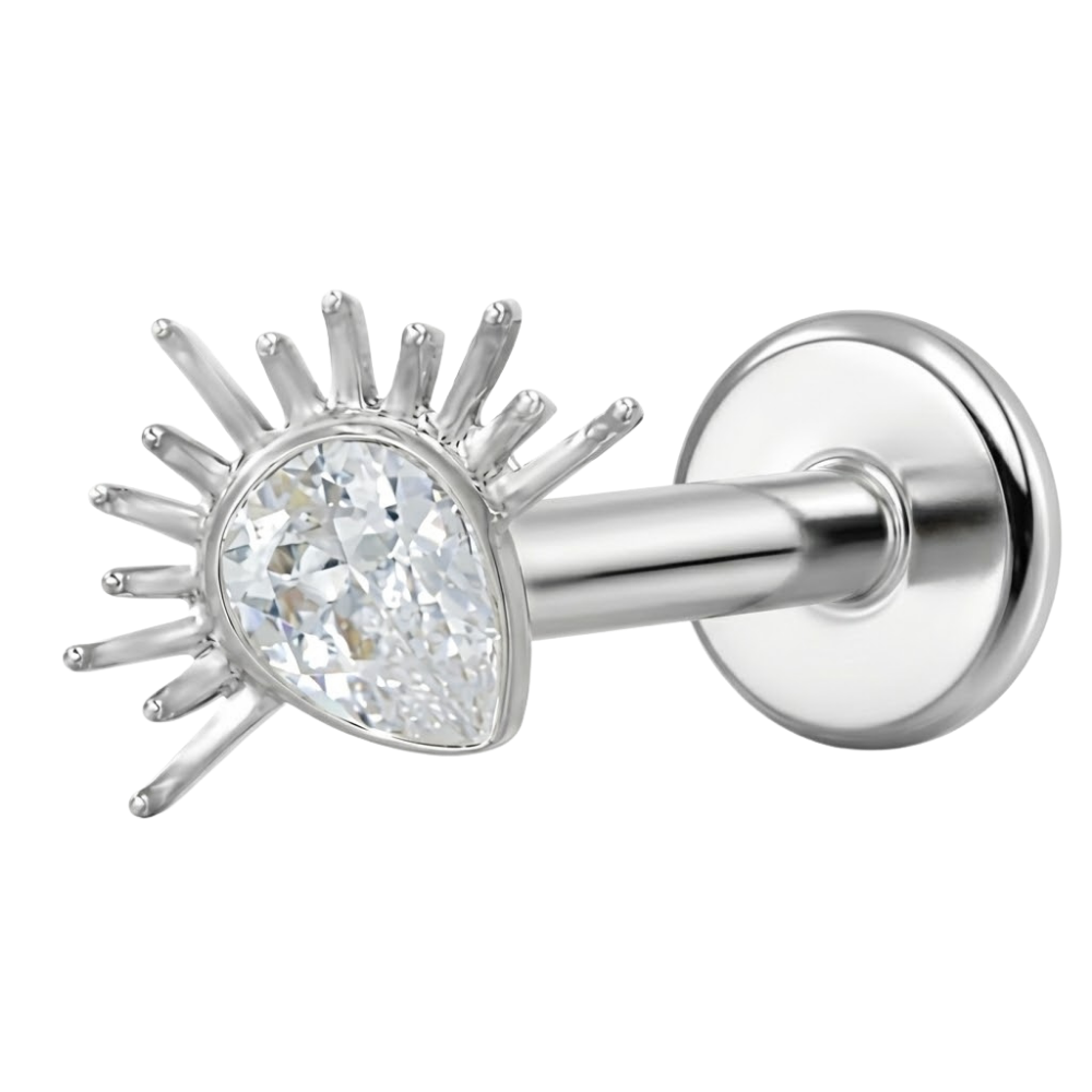 Tytanowy Labret Ozdobny - Cyrkonia Z Promieniami