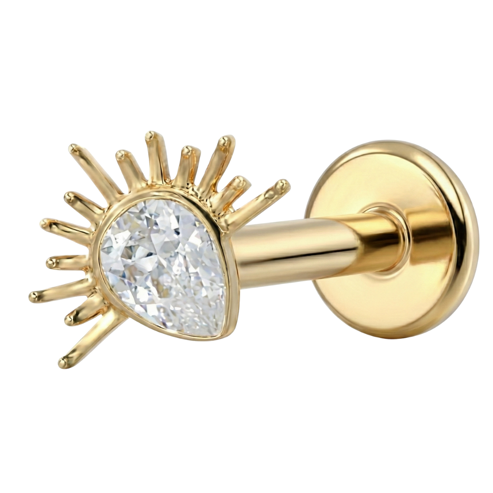 Tytanowy Labret Ozdobny - Cyrkonia Z Promieniami