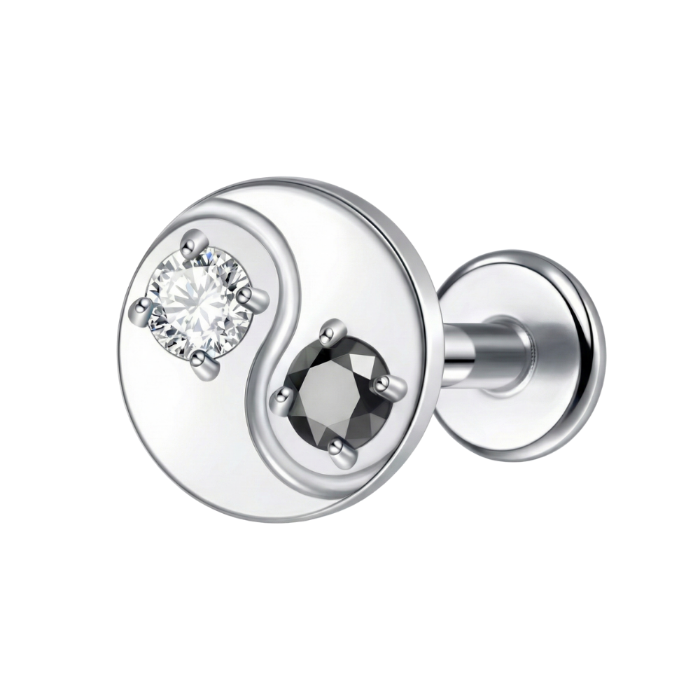 Tytanowy Labret Ozdobny - Yin Yang Z Cyrkoniami