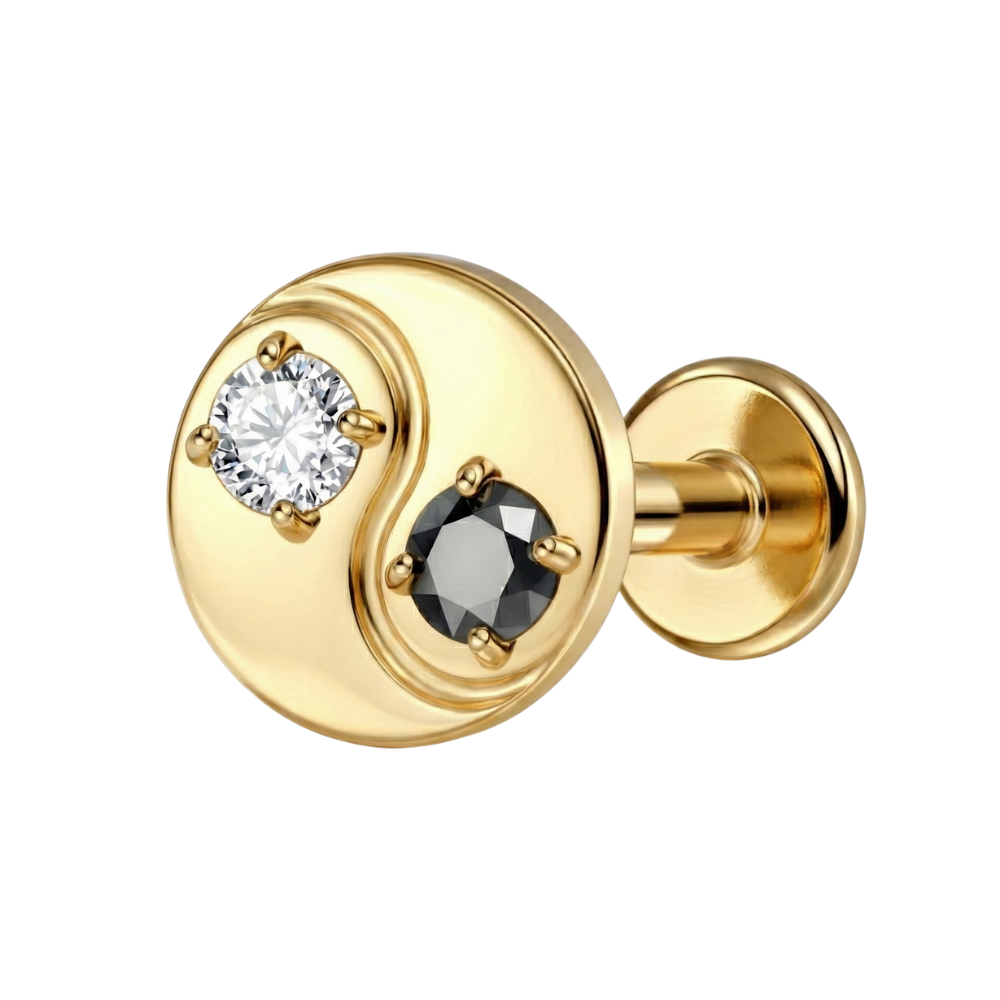 Tytanowy Labret Ozdobny - Yin Yang Z Cyrkoniami