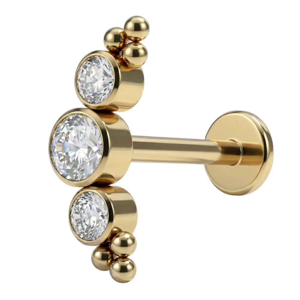 Tytanowy Labret Ozdobny - Łuk Z Cyrkoniami I Kuleczkami