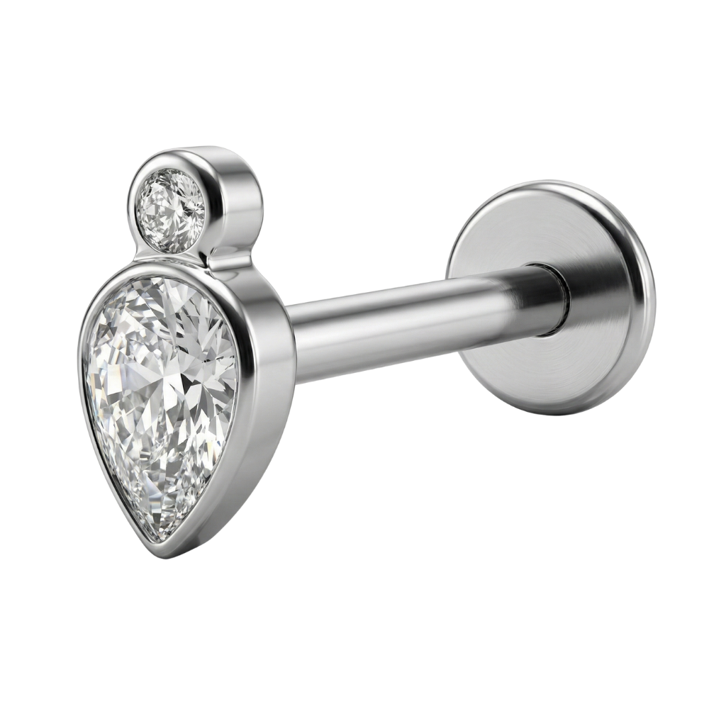 Tytanowy Labret Ozdobny - Łezka Z Oczkiem Z Cyrkoniami