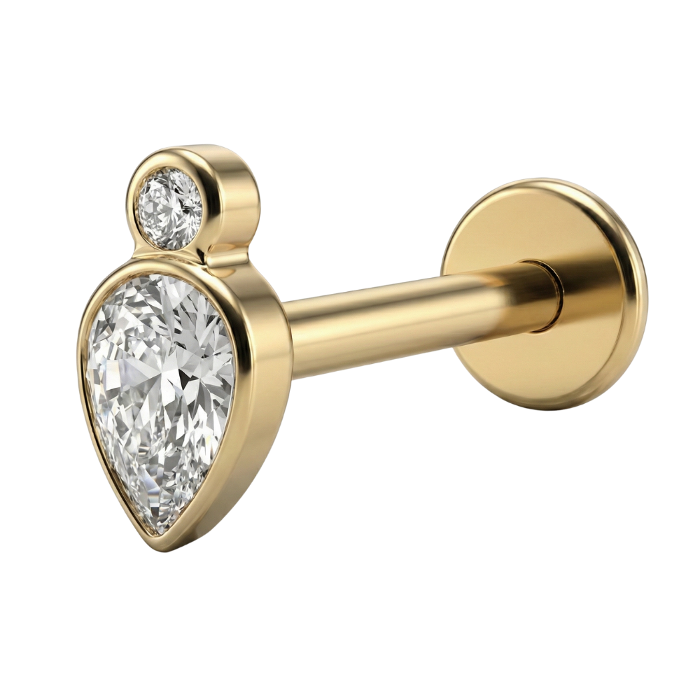 Tytanowy Labret Ozdobny - Łezka Z Oczkiem Z Cyrkoniami