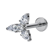 Tytanowy Labret Ozdobny - Listki Z Cyrkoniami