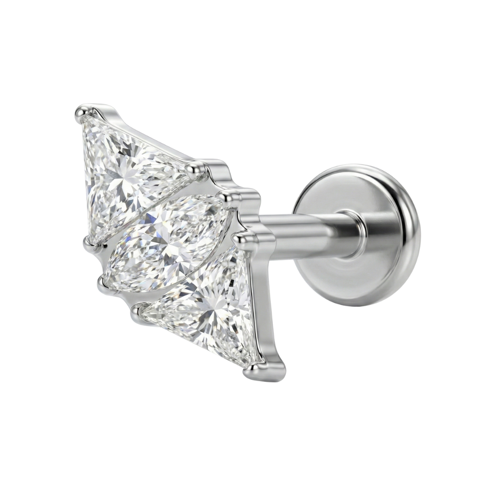 Tytanowy Labret Ozdobny - Romb Z Cyrkoniami