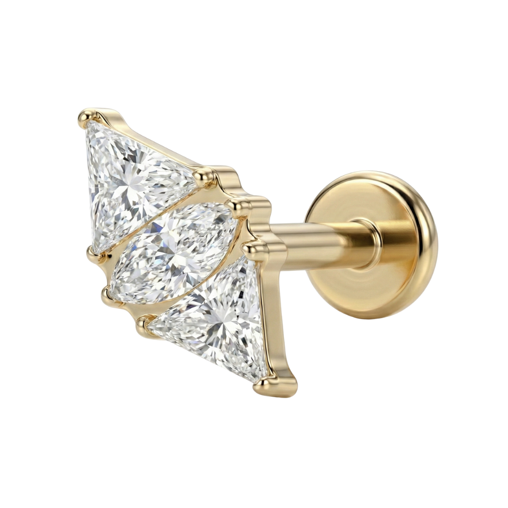 Tytanowy Labret Ozdobny - Romb Z Cyrkoniami