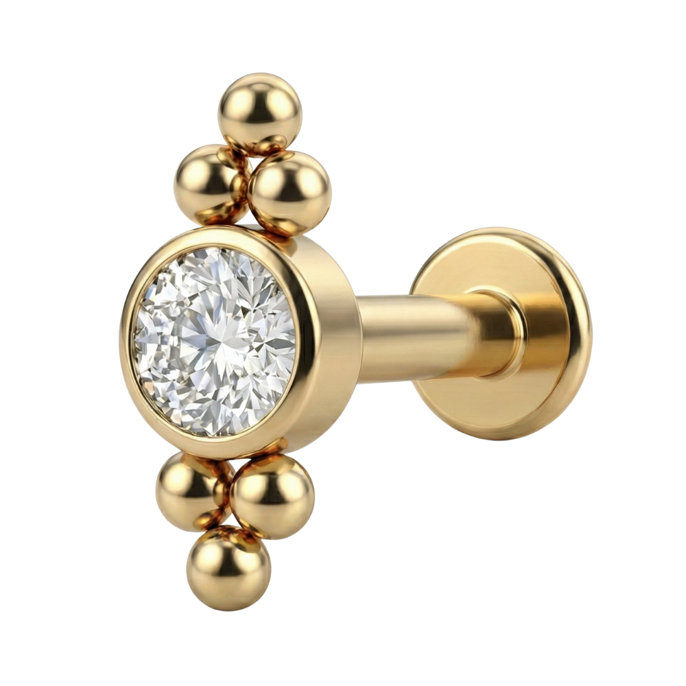 Tytanowy Labret Ozdobny - Cyrkonia Z Sześcioma Kuleczkami