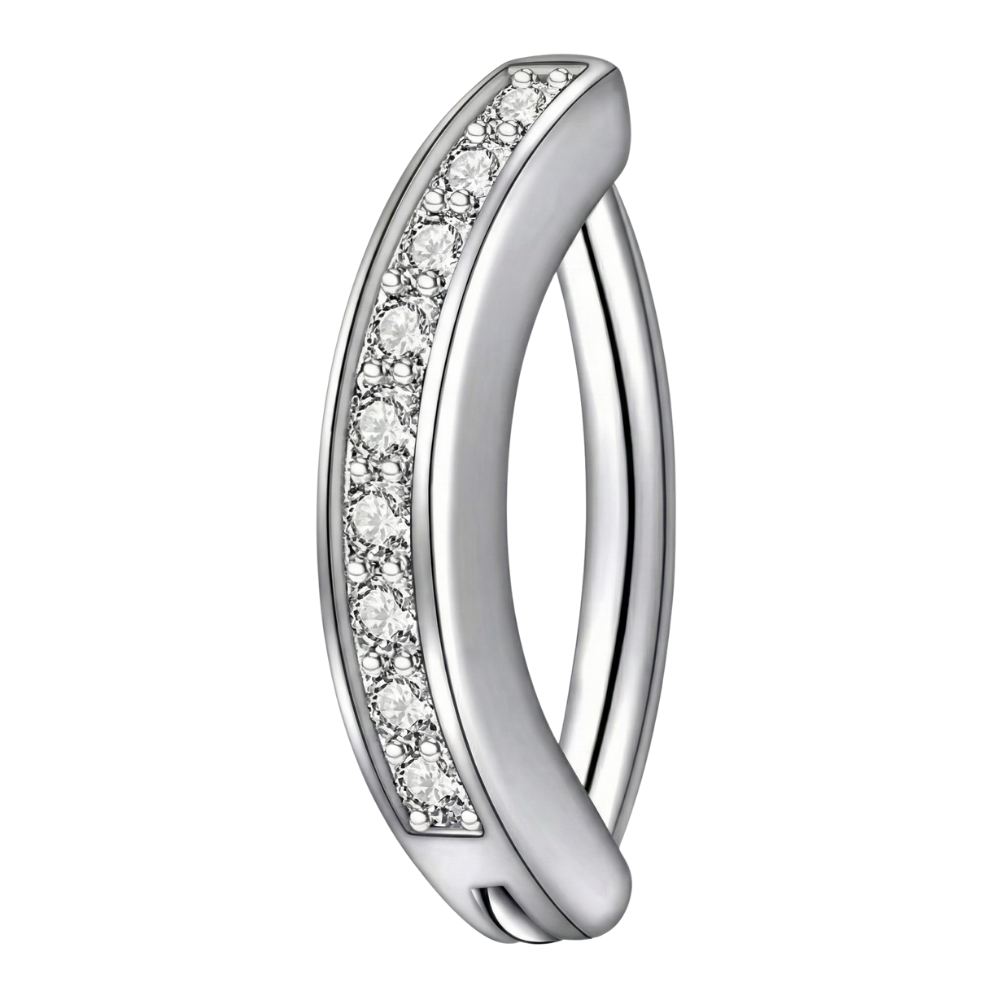 Tytanowy Clicker Do Pępka - Z Cyrkoniami