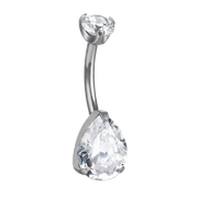 Tytanowy Kolczyk Do Pępka - Dwie Cyrkonie