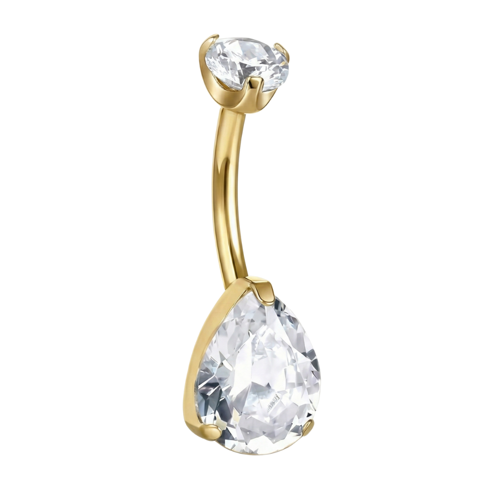 Tytanowy Kolczyk Do Pępka - Dwie Cyrkonie