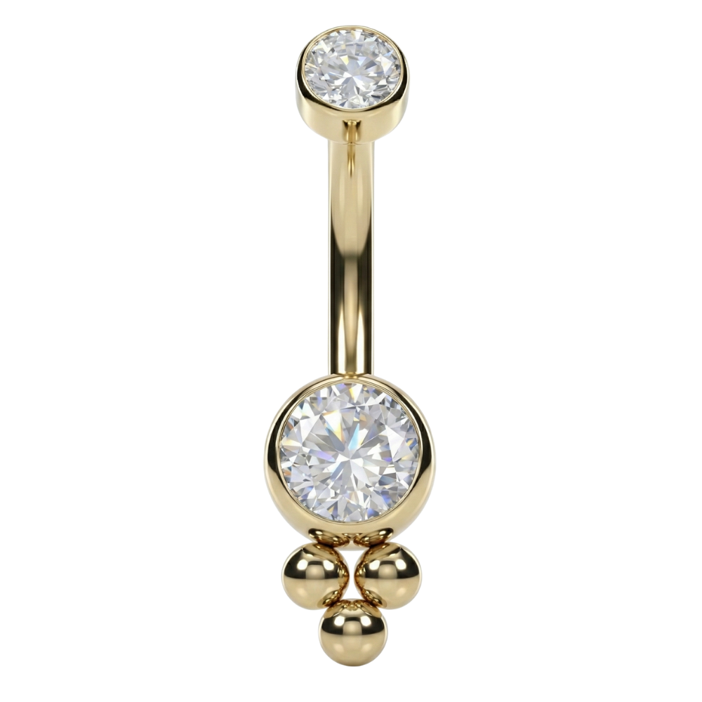Tytanowy Kolczyk Do Pępka - Z Cyrkonią I Kuleczkami