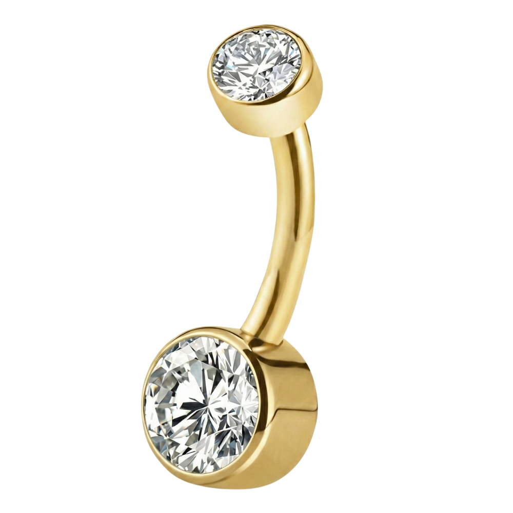 Tytanowy Kolczyk Do Pępka - Dwie Cyrkonie