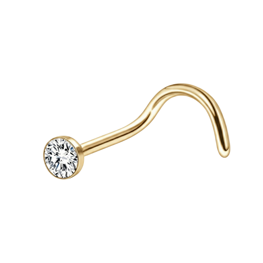Zakręcony Tytanowy Kolczyk Do Nosa - Z Cyrkonią