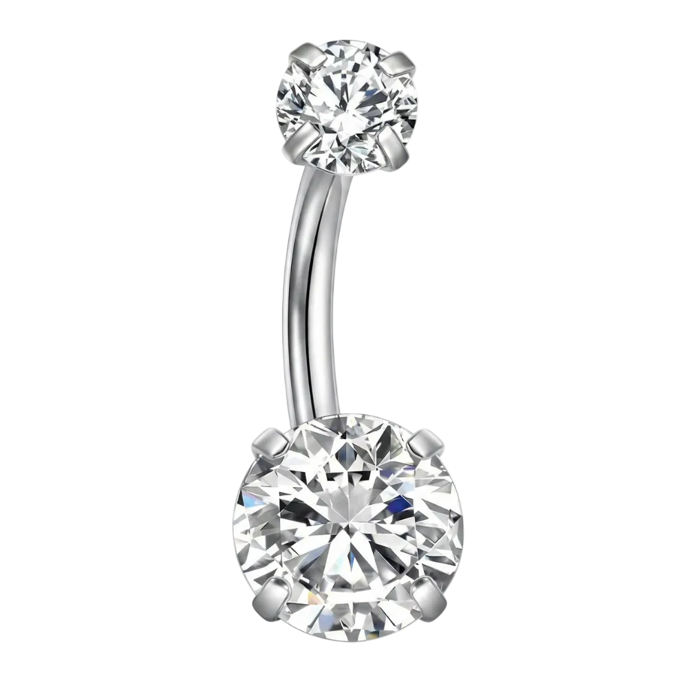 Tytanowy Kolczyk Do Pępka - Okrągłe Cyrkonie