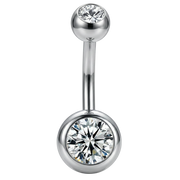 Tytanowy Kolczyk Do Pępka - Kuleczki Z Cyrkoniami