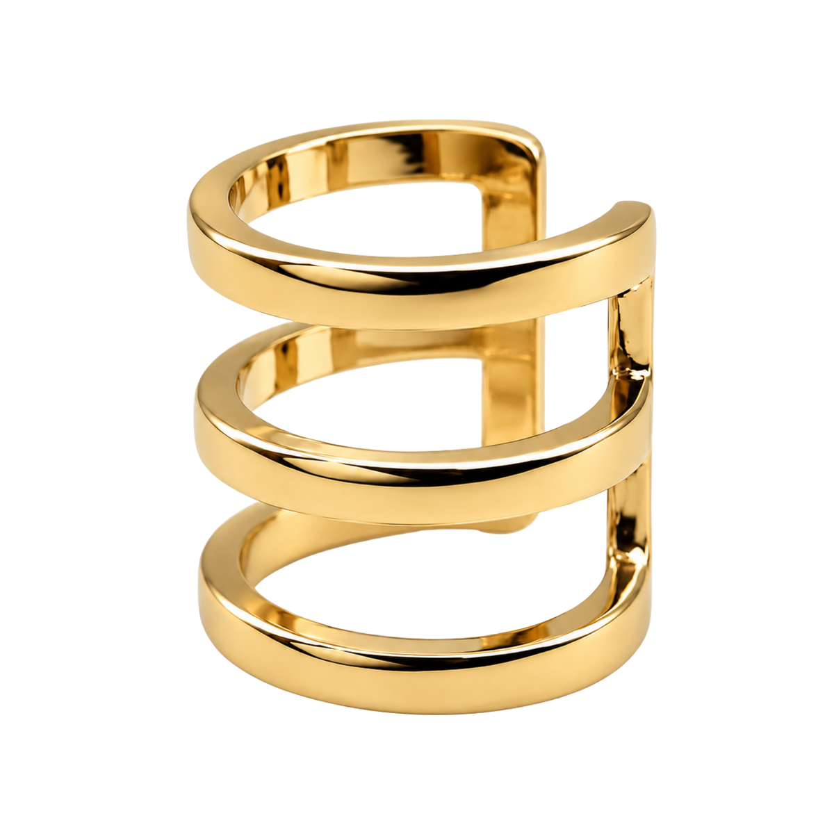 Nausznica Potrójna Gładka Ear Cuff zloty