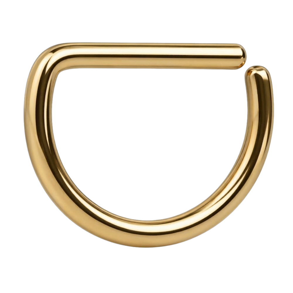 Stalowy D Ring Kolczyk do Nosa zloty