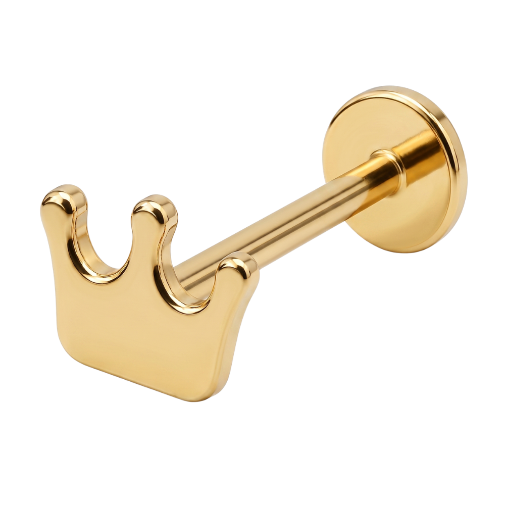 Stalowy Labret Ozdobny Korona Zloty