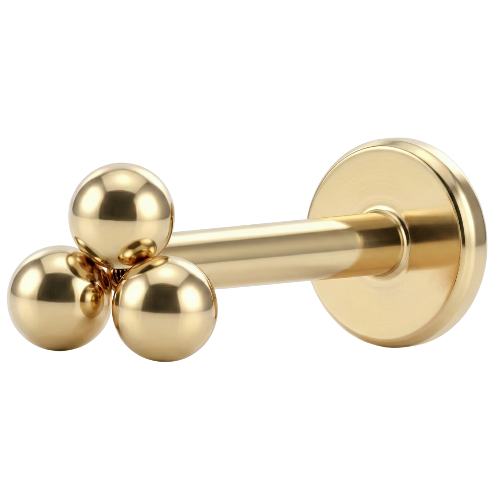 Stalowy Labret Ozdobny Kuleczki Zloty
