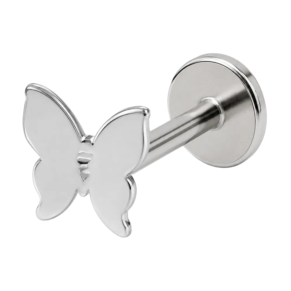 Stalowy Labret Ozdobny Motyl