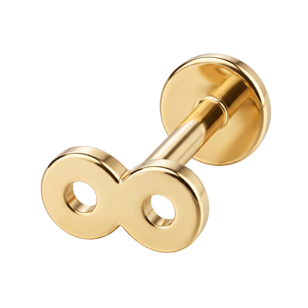 Stalowy Labret Ozdobny Nieskonczonosc Zloty