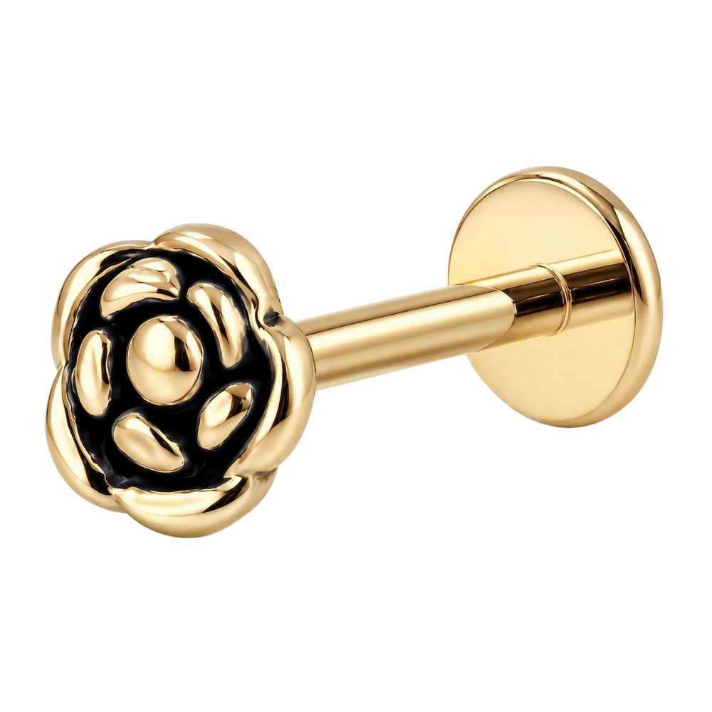 Stalowy Labret Ozdobny Roza Zloty