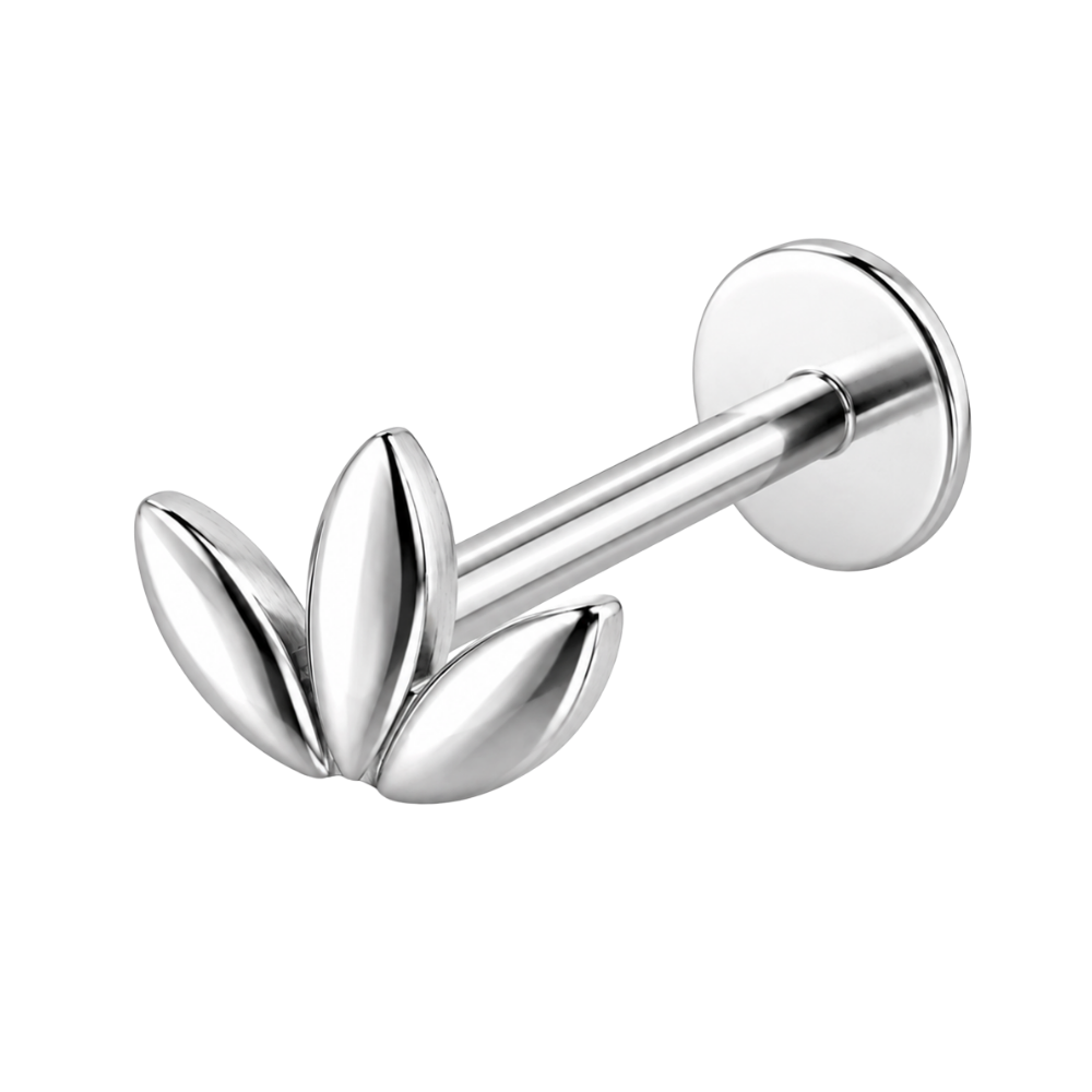 Stalowy Labret Ozdobny Trzy Listki