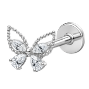 Tytanowy Labret Ozdobny - Cyrkoniowy Motyl z Kuleczkami