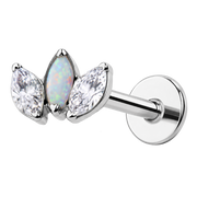Tytanowy Labret Ozdobny - Korona Opal i Cyrkonie