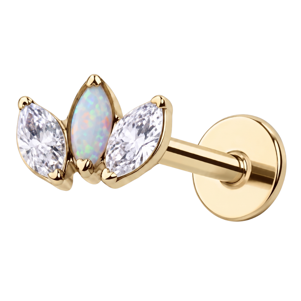 Tytanowy Labret Ozdobny - Korona Opal i Cyrkonie