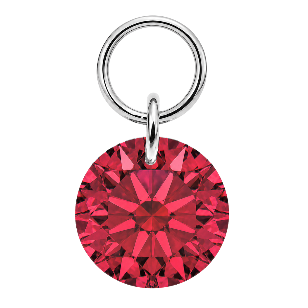 Tytanowy Charm Piercing Okrągła Zawieszka Srebrny Czerwony