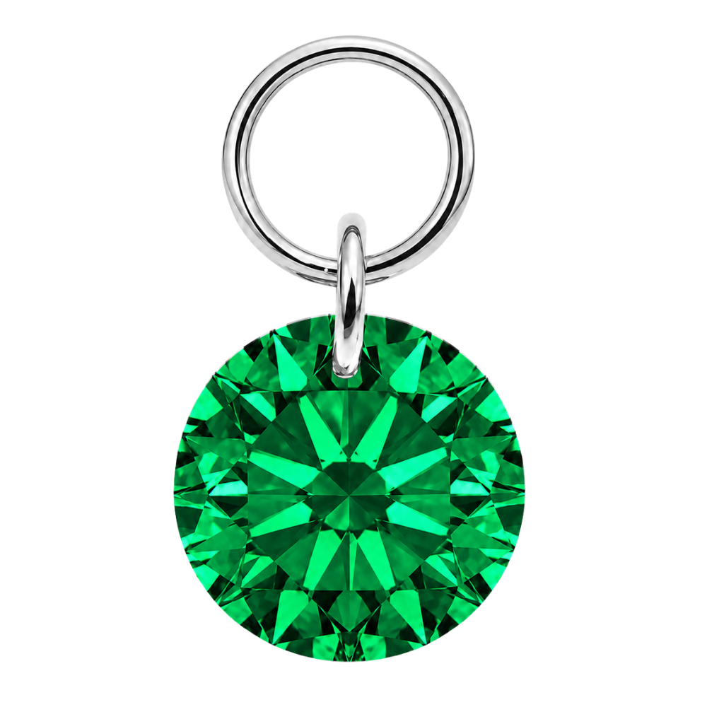 Tytanowy Charm Piercing Okrągła Zawieszka Srebrny Zielony