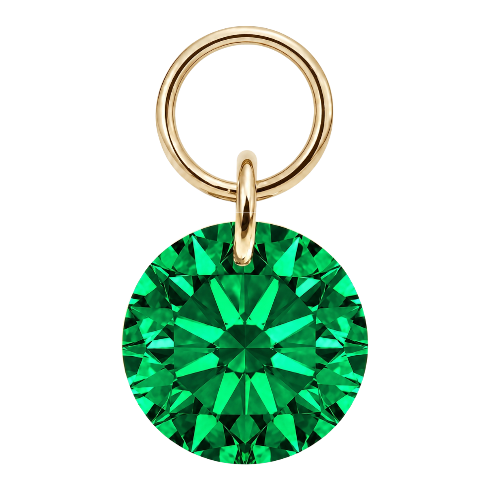 Tytanowy Charm Piercing Okrągła Zawieszka Zloty Zielony