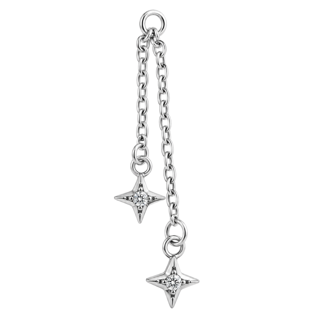 Tytanowy Charm Zawieszka z Dwoma Gwiazdkami