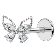 Tytanowy Labret Ozdobny Cyrkoniowy Motyl z Kuleczkami