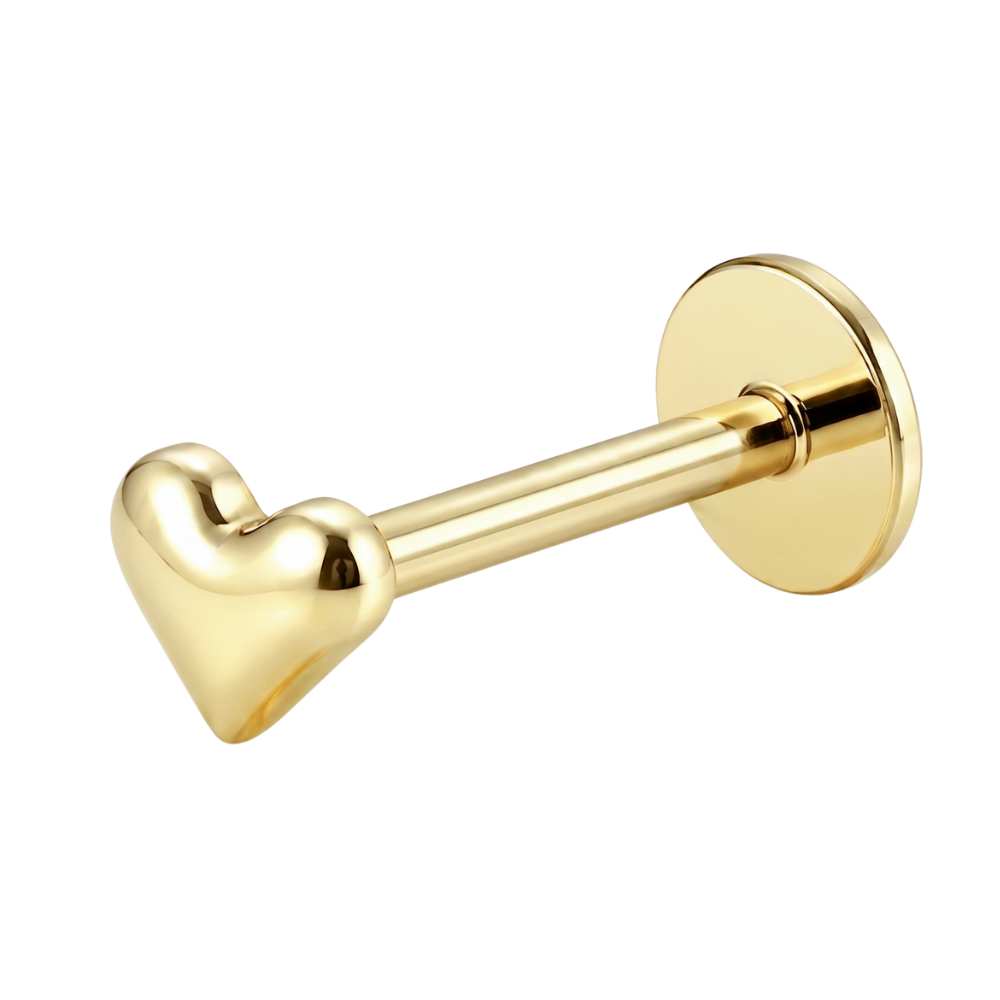 Tytanowy Labret Ozdobny Male Serduszko Zloty