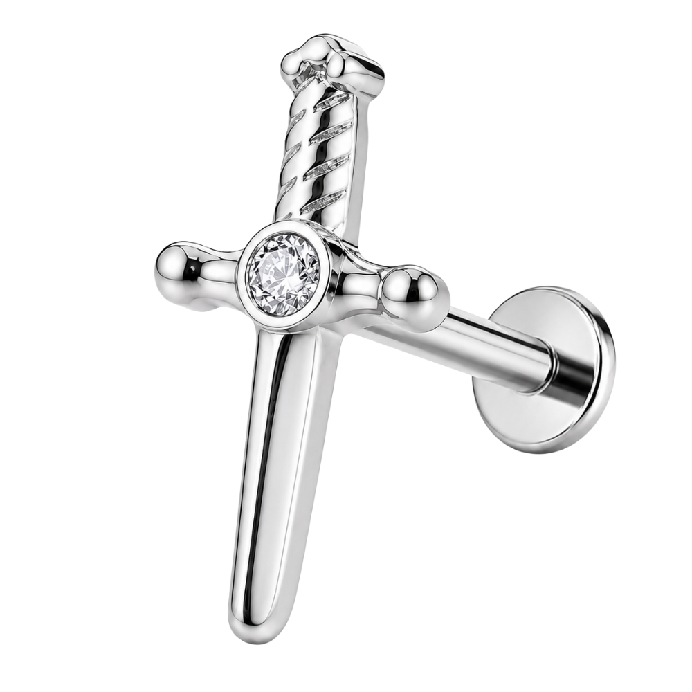 Tytanowy Labret Ozdobny Miecz z Cyrkonia