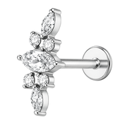 Tytanowy Labret Ozdobny Tiara z Cyrkoniami Srebrny
