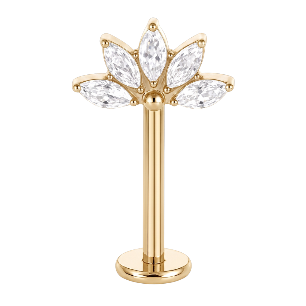 Tytanowy Labret Ozdobny do Vertical Helix Kwiat Lotosu Zloty