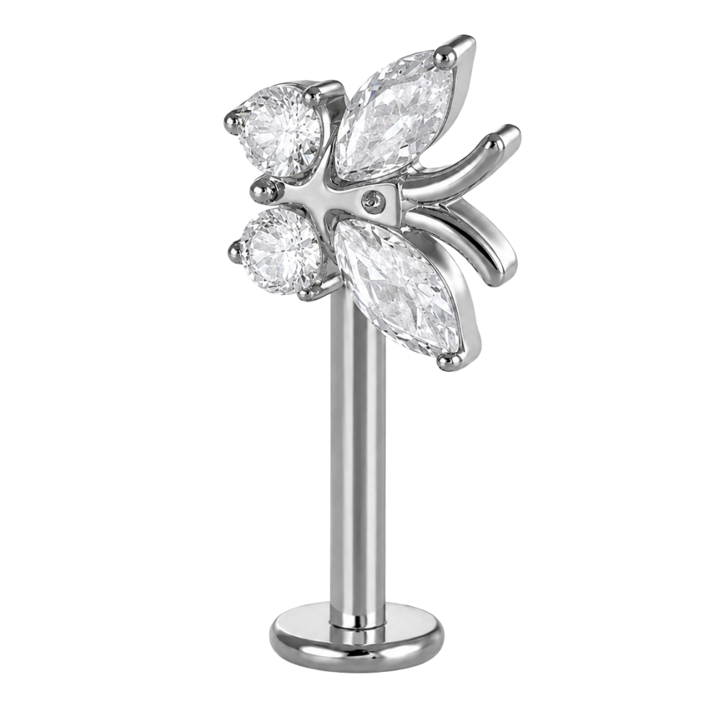 Tytanowy Labret Ozdobny do Vertical Helix Motyl z Cyrkoniami