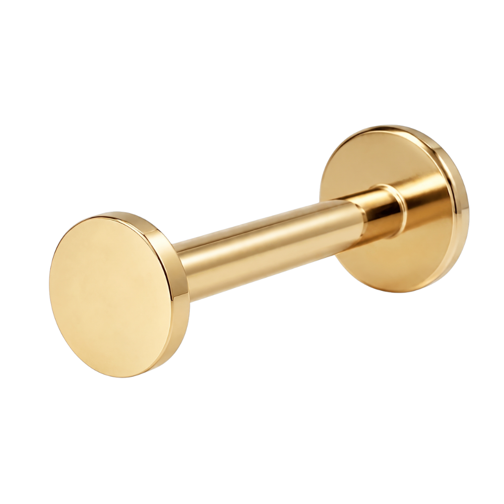 Tytanowy Labret Plaski Z Gwintem Wewnetrznym zloty