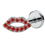 Tytanowy Labret Ozdobny - Czerwone Usta z Cyrkoniami