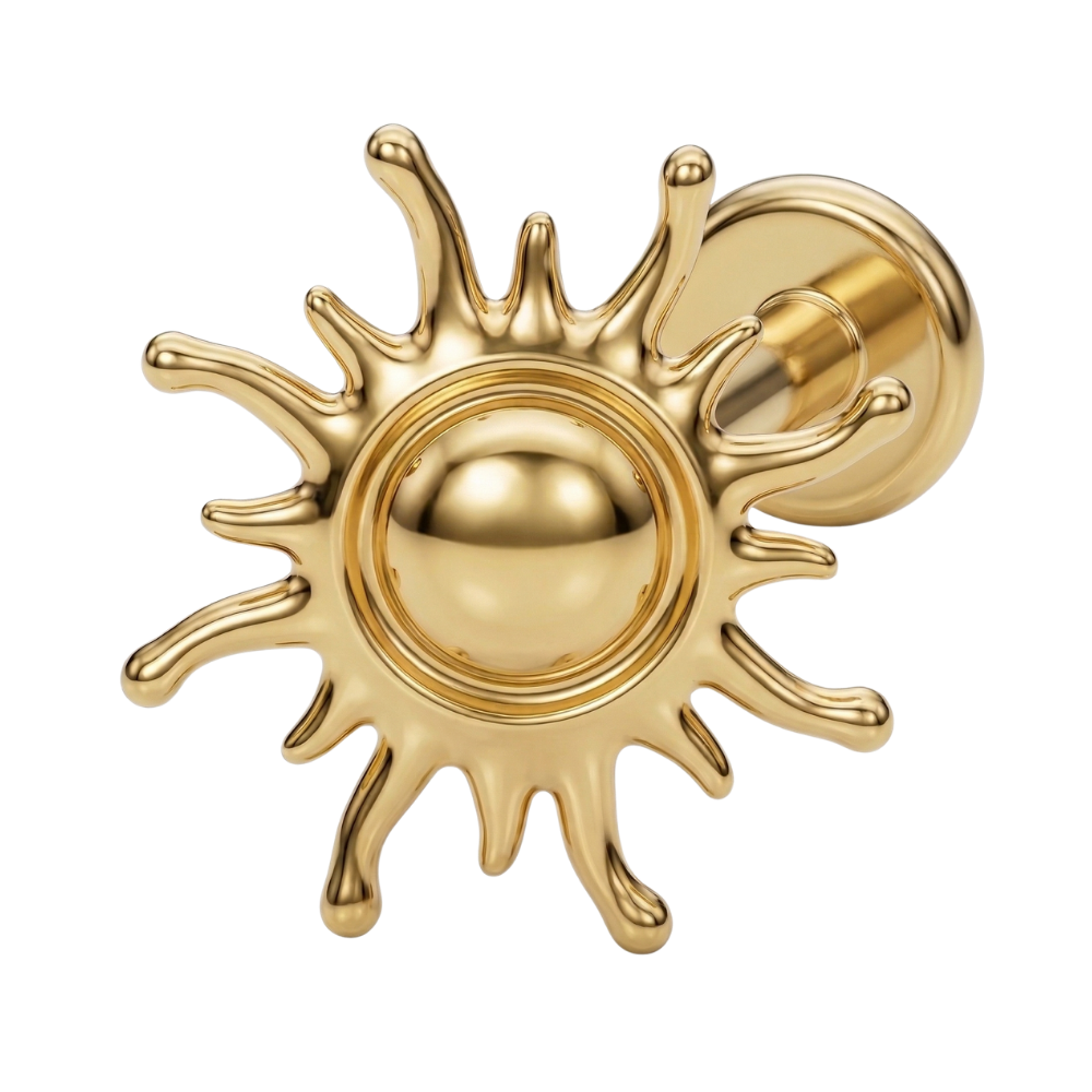 Tytanowy Labret Ozdobny - Słońce z Promieniami