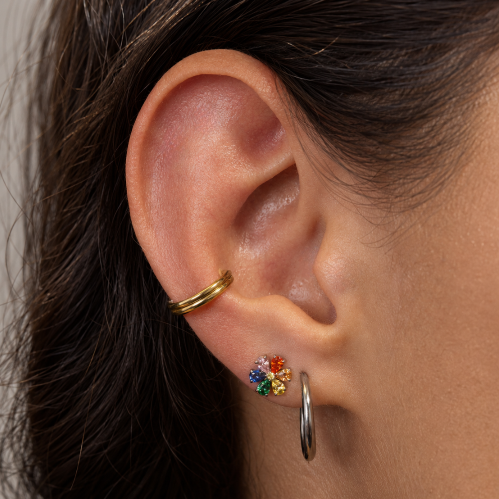 kolorowy labret piercing planet modelka