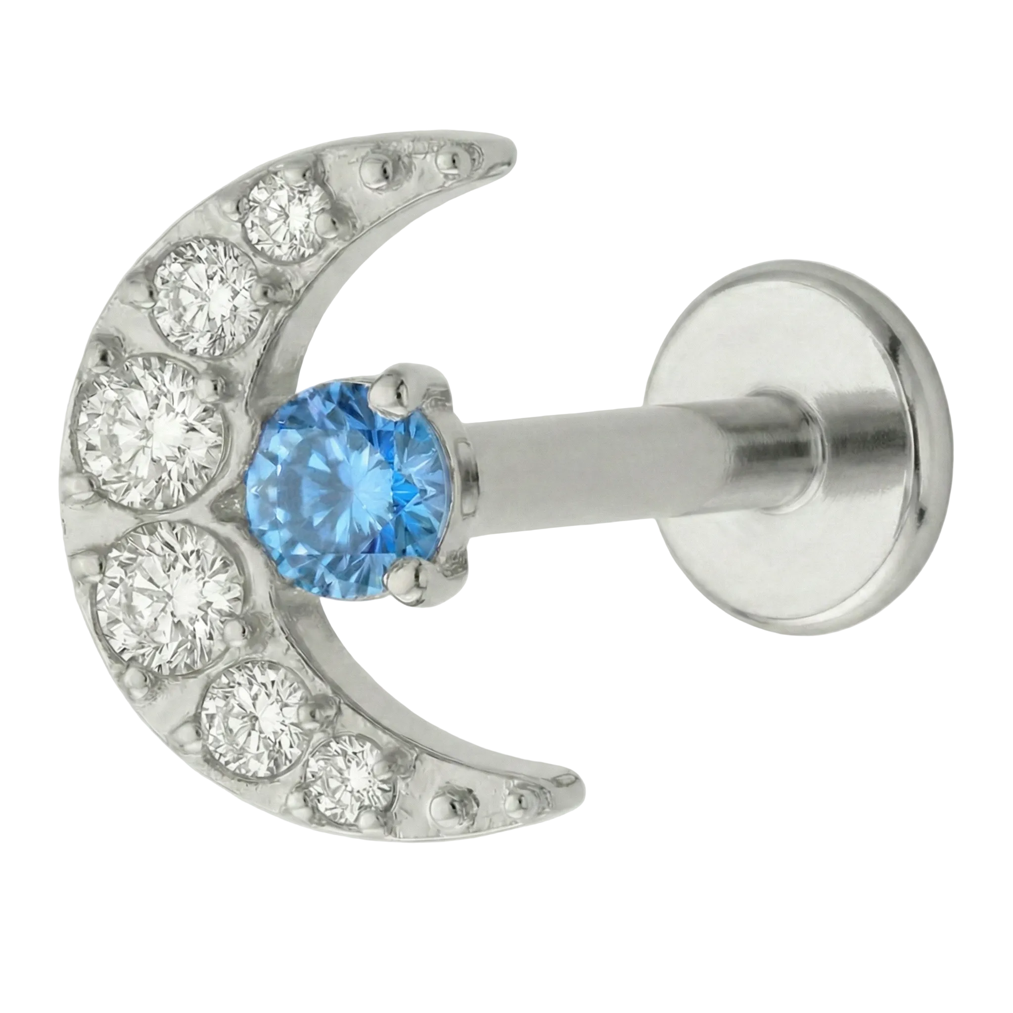 Tytanowy Labret Ozdobny - Księżyc Z Cyrkoniami
