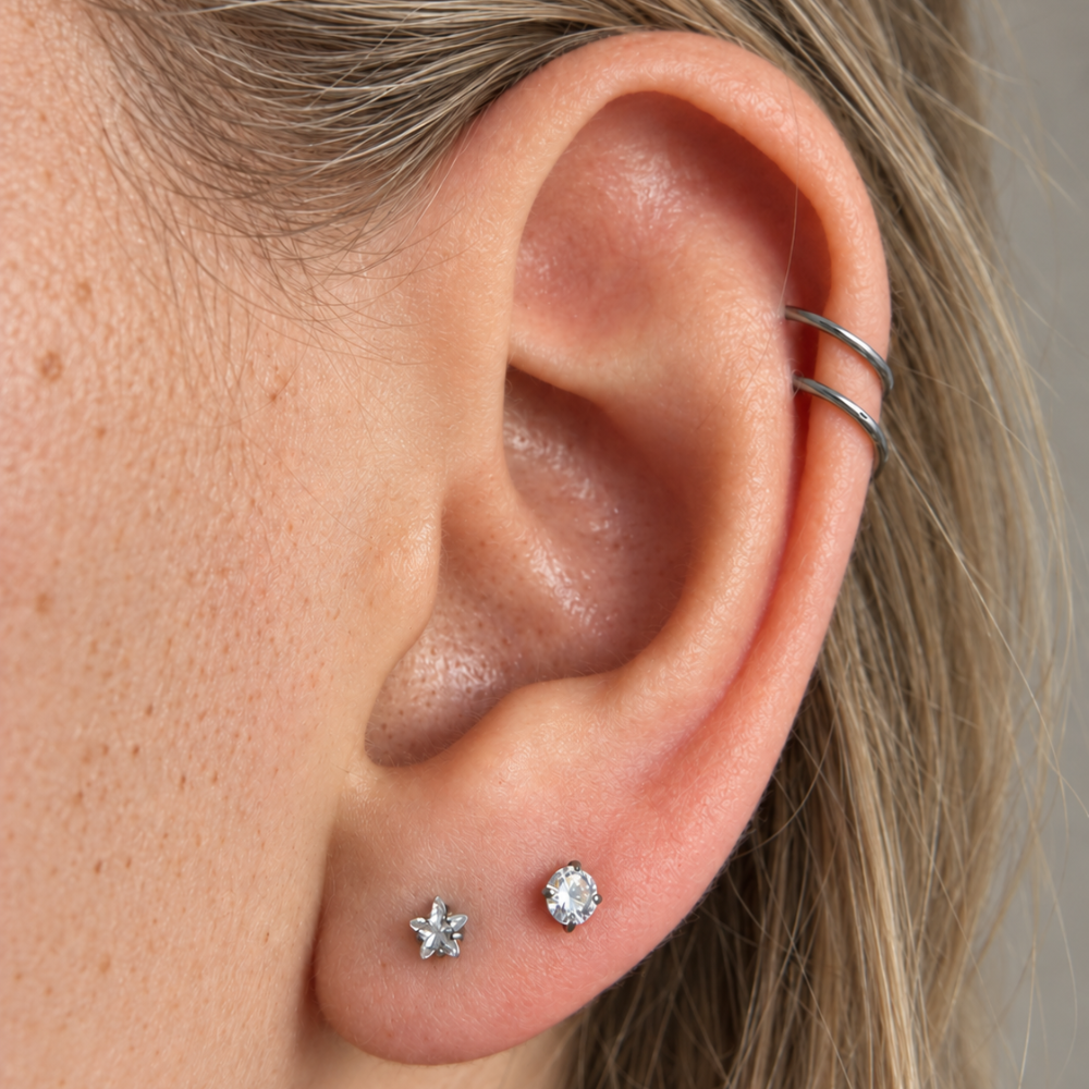 labret gwiazdka cyrkonia na uchu