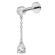 labret piercing cyrkonia z zawieszka